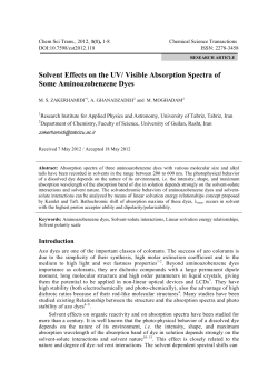 Solvent Effects on the UV - Chemical Science Transactions