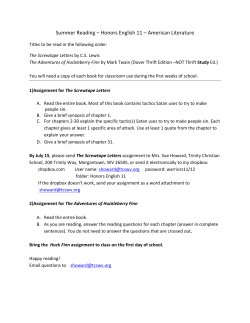 Summer Reading &ndash; Honors English 11 &ndash; American Literature