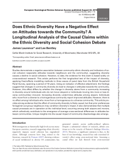 Does Ethnic Diversity Have a Negative Effect on Attitudes towards
