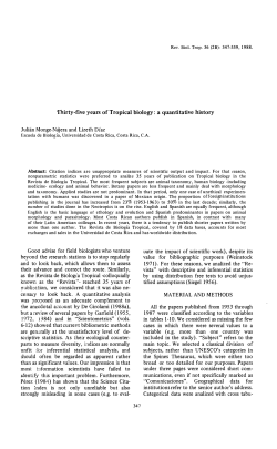 Thirty-five years of Tropical biology
