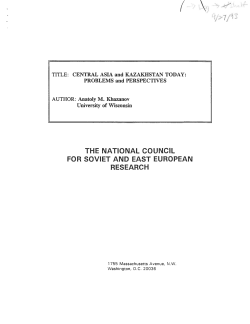 Central Asia and Kazakhstan Today: Problems and Perspectives