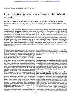 Gastrointestinal permeability changes in the preterm