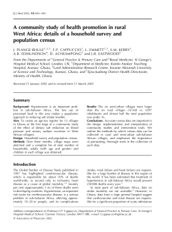 A community study of health promotion in rural West Africa: details of