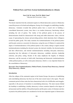 Political Party and Party System Institutionalization in