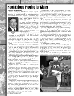 Koch Enjoys Playing for Kicks