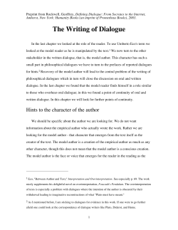 The Writing of Dialogue