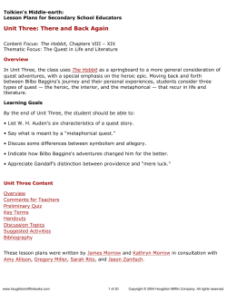 Tolkien`s Middle-earth: Lesson Plans, Unit Three: There