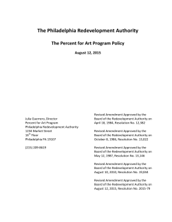 Percent for Art Program Policy - Philadelphia Redevelopment Authority