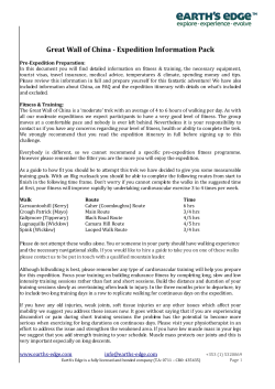 Great Wall of China - Expedition Information Pack