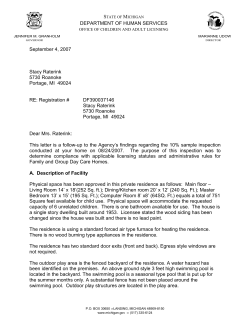 DEPARTMENT OF HUMAN SERVICES September 4, 2007 Stacy