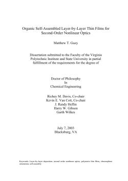 Organic Self-Assembled Layer-by-Layer Thin Films