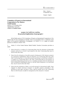 Article 13 (CAPITAL GAINS): the practical implic