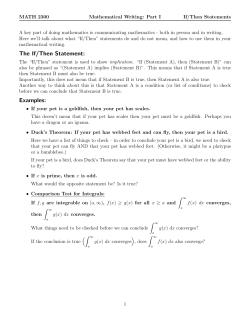 The If/Then Statement: Examples: