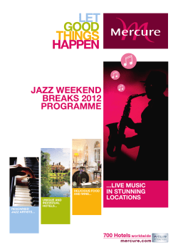 JAZZ WEEKEND BREAKS 2012 PROGRAMME