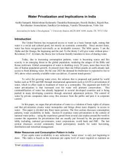 Water Privatization and Implications in India