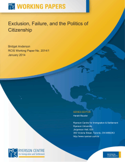 Exclusion, Failure, and the Politics of Citizenship .