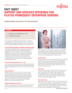 Support and Services Offerings for Fujitsu PRIMEQUEST Enterprise