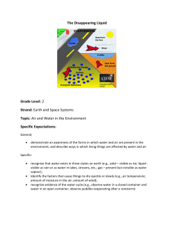 The Disappearing Liquid Grade Level: 2 Strand: Earth and Space