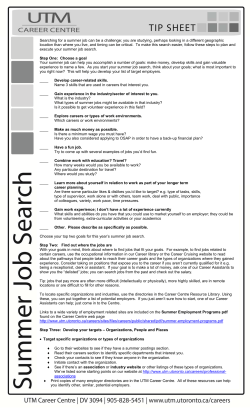 Summer Job Search Tip Sheet - University of Toronto Mississauga