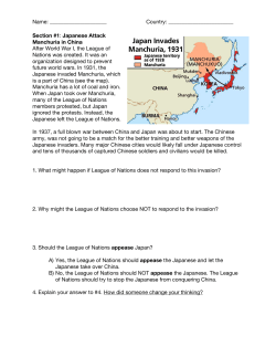 Name: Country: Section #1​: ​Japanese Attack Manchuria in China