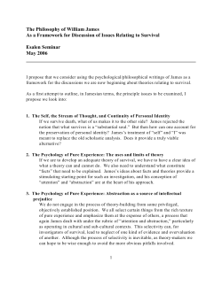 The Philosophy of William James as a Framework for Discussion of