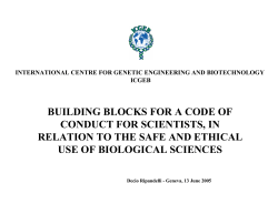 building blocks for a code of conduct for scientists, in