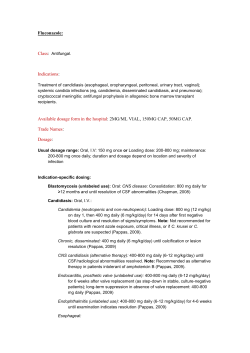 Fluconazole: Indications: Available dosage form in the hospital: 2MG