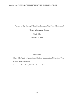 Patterns of Developing Cultural Intelligence of the Prime Ministers of