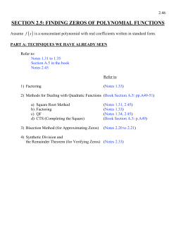 section 2.5: finding zeros of polynomial functions