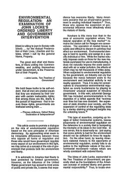 Environmental Regulation: An Examination of John Locke&acirc;&bull;Žs