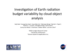 Inves)ga)on of Earth radia)on budget variability by cloud object