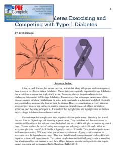 Nutrition for Athletes Exercising and Competing with Type 1 Diabetes