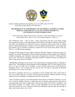 MWD Named Official Partner of LA Galaxy in Joint Effort to