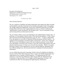 July 1, 2015 Secretary Sylvia Burwell Department of Health and