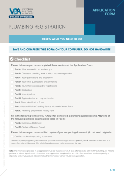 Plumbing Registration Application Form