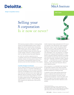 Selling your S corporation Is it now or never?