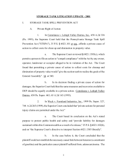 1 STORAGE TANK LITIGATION UPDATE