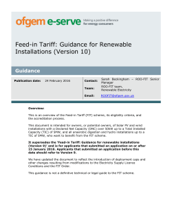 Feed-in Tariff: Guidance for Renewable Installations (Version 910)