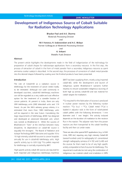 Development of Indigenous Source of Cobalt Suitable for