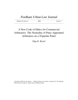 A New Code of Ethics for Commercial Arbitrators: The Neutrality of
