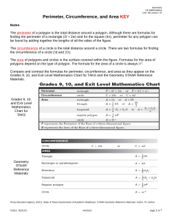 Perimeter, Circumference, and Area KEY