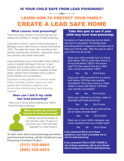 Parent Handout - Is Your Child Safe from Lead Poisoning?