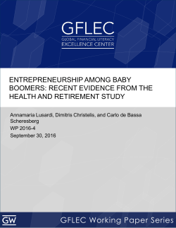 Entrepreneurship among Baby Boomers: Recent Evidence