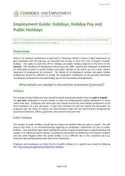 Employment Guide: Holidays, Holiday Pay and Public