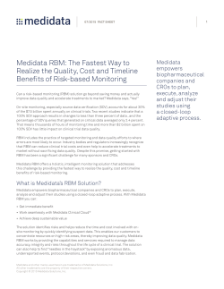 Medidata RBM Risk-Based Monitoring in the Clinical Cloud