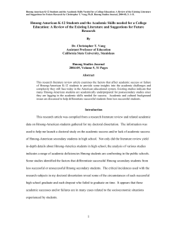 Hmong-American K-12 Students and the Academic Skills Needed