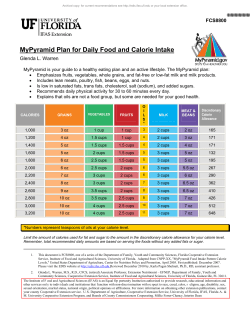 MyPyramid Plan for Daily Food and Calorie Intake