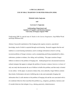 A Frugal (Re)past: Use of oral tradition to buffer foraging risk.