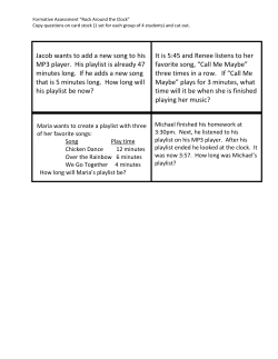 Jacob wants to add a new song to his MP3 player. His playlist is