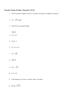 Practice Packet #9 (Due: Thursday 2/5/15)
